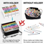 Shuttle Art 280 Colors Dual Tip Alcohol Based Art Markers, 279 Colors Permanent Marker Plus Colorless Blender, Micro-tip Pens, White Highlighter Pens, Marker Bag with Holders for Kids Adult Coloring - Image 5